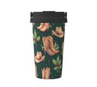 ZSUUGJ Tazza da viaggio portatile in acciaio inossidabile con cavallo occidentale - Bicchiere termico per bevande calde e fredde con coperchio a prova di perdite, tazza da caffè adatta per pendolari