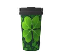 ZSUUGJ Tazza da viaggio portatile in acciaio inossidabile con trifoglio di San Patrizio - Bicchiere termico per bevande calde e fredde con coperchio a prova di perdite, tazza da caffè adatta ai
