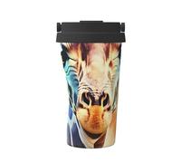 ZSUUGJ Tazza da viaggio portatile in acciaio inox con disegno di giraffa - Bicchiere termico per bevande calde e fredde con coperchio a prova di perdite, tazza da caffè adatta ai pendolari per ufficio