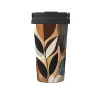 ZSUUGJ Tazza da viaggio portatile in acciaio inox con foglie di eucalipto - Bicchiere termico per bevande calde e fredde con coperchio a prova di perdite, tazza da caffè adatta ai pendolari per