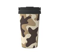 ZSUUGJ Tazza da viaggio portatile in acciaio inox nero bianco mimetico - Bicchiere termico per bevande calde e fredde con coperchio a prova di perdite, tazza da caffè adatta per pendolari, per ufficio