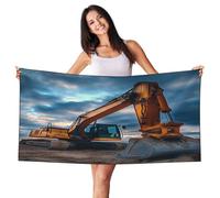 Zsuugj Telo mare con motivo escavatore, 70 x 140 cm, leggero, ad asciugatura rapida, ideale come regalo essenziale per le vacanze