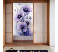 ZSUUGJ Tenda per porta in tessuto morbido ed elegante, con papaveri viola, divisorio per privacy e blocco della luce, ideale per soggiorno, camera da letto, cucina, ufficio