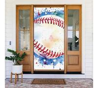 ZSUUGJ Tenda per porta riutilizzabile con inchiostro colorato da baseball, per interni ed esterni, facile da appendere, decorazione per porte d'ingresso per feste, compleanni e vacanze