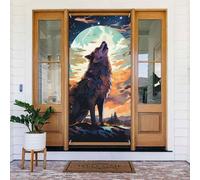 ZSUUGJ The Wolf Ringhia, tenda per porta riutilizzabile, per interni ed esterni, facile da appendere, decorazione per porte d'ingresso per feste, compleanni e vacanze
