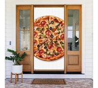 ZSUUGJ Una copertura per porta riutilizzabile a forma di pizza, tenda per interni ed esterni, facile da appendere, decorazione per porte d'ingresso per feste, compleanni e vacanze