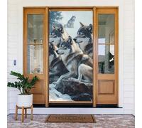 ZSUUGJ Wolf Pack - Tenda per porta riutilizzabile per interni ed esterni, facile da appendere, decorazione per porte d'ingresso, per feste, compleanni e vacanze