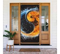 ZSUUGJ Yin Yang - Copertura per porta riutilizzabile, per interni ed esterni, facile da appendere, decorazione per porte, feste, compleanni e vacanze