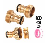 ZSYIULIA Connettore per rubinetto da giardino in ottone, 2 pezzi da 3/4" maschio in ottone filettato per tubo flessibile, 1 adattatore femmina da 1/2 pollici e 3/4 pollici 2 in 1 per rubinetto