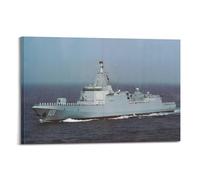 ZSZWHJ Poster su tela, motivo: nave da guerra cinese 101 tipo 055, motivo: Destroyer on Mission, stampa artistica da parete moderna, poster decorativo per camera da letto, 40 x 60 cm