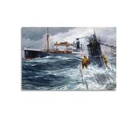 ZSZWHJ Poster vintage 1916 con nave da guerra tedesca "Ferma un mercante americano", poster decorativo su tela, poster decorativo moderno per camera da letto, per camera da letto, 40 x 60 cm