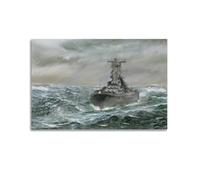 ZSZWHJ Poster vintage da parete con corazzata Ocean Warrior, stampa artistica su tela, poster decorativo moderno per camera da letto e camera da letto (50 x 75 cm)