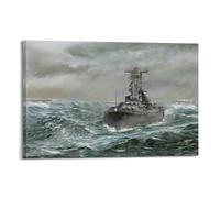 ZSZWHJ Poster vintage da parete con corazzata Ocean Warrior, stampa artistica su tela, poster decorativo moderno per camera da letto, 40 x 60 cm