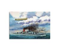 ZSZWHJ Poster vintage della prima guerra mondiale del 1916, con SMS Derfflinger, poster decorativo da parete su tela, poster decorativo moderno per camera da letto, per camera da letto, 60 x 90 cm