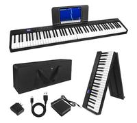 ZTBGY Tastiera pieghevole per pianoforte, tastiera elettrica, pianoforte digitale a 88 tasti, semi-ponderato, tastiera pieghevole con pedale di estensione Bluetooth MIDI, supporto per orologio