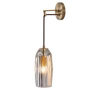 ZTCHSENZT Applique da parete, lampada da parete Mid Century, in metallo e rame, lampada da parete in vetro di cristallo, per camera da letto, soggiorno, bagno, confezione da 1