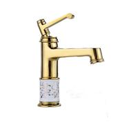 ZTCHSENZT D Rubinetto per Lavabo Interamente in Rame, Rialzato, Cromato, Adatto per Lavabi sopra Il Piano di Lavoro,Golden Section 1