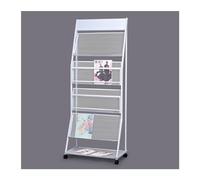 ZTCHSENZT Espositore da Terra, Porta Riviste, Porta Brochure, da Terra, Porta Giornali in Acciaio A 4 Strati con Ruote, Staffe di Giunzione per Una Facile Installazione,White