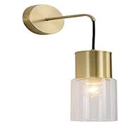 ZTCHSENZT Lampada da parete interamente in rame PostLight Luxury Gold G9 Geometrica Applique da parete in vetro trasparente Paralume da parete per interni Compatibile con soggiorno camera da letto Be