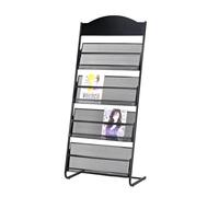 ZTCHSENZT Porta Giornali da Pavimento, Porta Informazioni da Pavimento, Portaoggetti, Espositore per Giornali A 4 Strati, Porta Libri Manuali in Metallo per Mostre, Ufficio, Suppor,Black