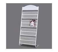 ZTCHSENZT Porta Giornali da Pavimento, Porta Informazioni da Pavimento, Portaoggetti, Espositore per Giornali A 4 Strati, Porta Libri Manuali in Metallo per Mostre, Ufficio, Suppor,White