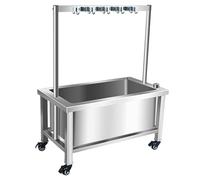 ZTCHSENZT Supporto per scopa con ruote - Carrello mobile in acciaio inox per casa, garage, giardino e pulizie