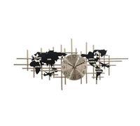 ZTDPHZ Orologio da parete moderno grande con mappa del mondo, orologio da parete in metallo for soggiorno, camera da letto, casa, ufficio, silenzioso, 96 cm(Black)