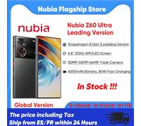 Zte Nubia Z60 Versione ultra leader Smartphone 5g Snapdragon 8 Gen 3 Versione leader 6.8 ''120Hz Schermo Amoled 80W Ricarica rapida 64Mp Fotocamera Nfc 16+1Tb Black
