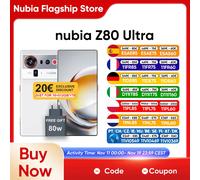 ZTE nubia Z80 Ultra 5G Smartphone Versione globale Snapdragon 8 Elite Gen 5 7200mAh 6.85''144Hz Display Oled 80W Ricarica wireless 64Mp Ai Camera Nfc Google Play