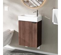 Ztexkee Mobile bagno con lavabo Sospeso Mobile bagno con Lavatoio per bagni e WC 40x22x58cm （Senza rubinetto） Bianco e marrone