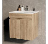 Ztexkee Mobile bagno con lavabo Sospeso Mobile bagno con Lavatoio per bagni e WC 60x46x64cm （Senza rubinetto） Bianco e giallo chiaro