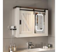 Ztexkee Specchio Bagno Contenitore con Luce Mobile Bagno Armadietto con 3 Mensola Regolabile e Porta asciugacapelli 80 * 19 * 60 cm