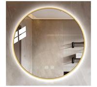ZTGL Grande Specchio da Trucco Rotondo Retroilluminato con Luci a LED, Specchio da Doccia Antiappannamento con Cornice in Metallo, Specchi da Bagno con Dimmer,d'oro,900mmx900mm