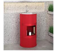 ZTGL Lavabo su Piedistallo da Bagno, 41x41x83 cm, Lavandino a Colonna da Appoggio a Terra in Ferro Battuto, Lavabo Freestanding per Bagni, Mobile Lavabo su Piedistallo Cilindrico C,with Storage