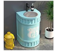 ZTGL Lavabo su Piedistallo da Bagno, Lavandino A Colonna in Ferro Battuto, Stile Industriale Lavabo Freestanding per Bagni, Lavello a Colonna da Appoggio con Rubinetto e Scarico B2,Without Mirror