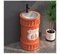 ZTGL Lavabo su Piedistallo da Bagno, Lavandino A Colonna in Ferro Battuto, Stile Industriale Lavabo Freestanding per Bagni, Lavello a Colonna da Appoggio con Rubinetto e Scarico A4,Without Mirror