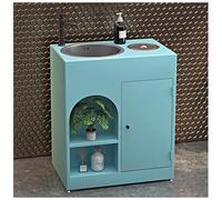 ZTGL Lavandino a Colonna Bagno 70x46x85cm, Lavabo Freestanding da Terra, Mobile da Bagno con Lavabo, Stile Industriale Lavabo su Piedistallo da Appoggio con Rubinetto e Scarico C1,Without Mirror