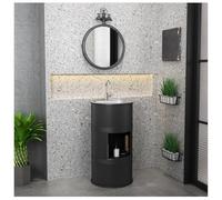 ZTGL Lavandino a Colonna Bagno con Lavabo in Acciaio Inox, Mobile Lavabo Indipendenti in Ferro Battuto, Lavabo su Piedistallo Bagno Industriale, Mobile Lavabo da Appoggio da Terra B1, with Storage