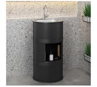 ZTGL Lavandino a Colonna Bagno con Lavabo in Acciaio Inox, Mobile Lavabo Indipendenti in Ferro Battuto, Lavabo su Piedistallo Bagno Industriale, Mobile Lavabo da Appoggio da Terra B, with Storage