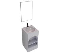 ZTGL Lavandino A Colonna Bagno, Lavabo Bagno Autoportante Freestanding in Ferro Battuto, Lavabo su Piedistallo Industriale, Lavabo da Appoggio da Terra, Mobile da Bagno con Lavabo B, with Mirror