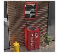 ZTGL Lavandino a Colonna Indipendente Moderno, Lavandini su Piedistallo per Bagno in Stile Industriale, Lavabo Bagno Freestanding da Appoggio con Rubinetto e Scarico Combinato Deco B2, with Mirror
