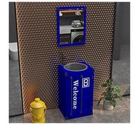 ZTGL Lavandino a Colonna Indipendente Moderno, Lavandini su Piedistallo per Bagno in Stile Industriale, Lavabo Bagno Freestanding da Appoggio con Rubinetto e Scarico Combinato Deco B6, with Mirror