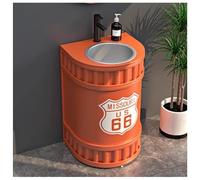 ZTGL Lavandino a Colonna Industriale in Ferro Battuto, Lavabo su Piedistallo Freestanding, Mobile Bagno Lavabo da Appoggio, Lavabo Bagno con Colonna con Lavabo in Acciaio Inox A4, Without Mirror