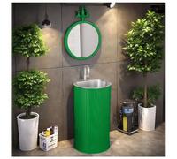 ZTGL Lavandino a Colonna per Bagno 45x45x85cm, Lavandino su Piedistallo con Lavabo in Acciaio Inox, Mobile da Bagno con Piedistallo Industriale, Lavabo Freestanding da Terra J, with Mirror