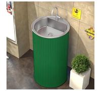 ZTGL Lavandino da Bagno con Piedistallo, Lavandino a Colonna da Bagno Moderno in Ferro Battuto, Indipendenti Lavabo Freestanding da Terra, Lavandino su Piedistallo per Ristoranti G,Without Mirror