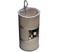 ZTGL Mobile da Bagno con Lavabo in Acciaio Inox, Lavandino a Colonna in Ferro Battuto Stile Industriale Mobile da Bagno, Lavandino su Piedistallo con Rubinetto e Scarico,Argento