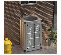 ZTGL Mobiletto Lavabo da Bagno con Lavello in Acciaio Inox, Industriale Lavabo da Appoggio, Lavabo Freestanding per Bagni, Lavandino a Colonna in Ferro Battuto, Scarico Incluso A7,Without Mirror