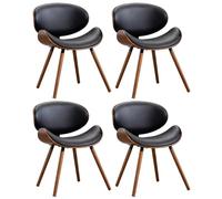 ZTGL Set di 1/2/4/6 Sedie da Pranzo Moderne, Sedia Ergonomica con Schienale e Cuscino Imbottito, Gambe in Legno di Faggio, Sedie da Cucina in Pelle PU per Camera da Letto, Soggiorno Black, 4Pcs
