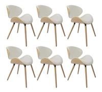 ZTGL Set di 1/2/4/6 Sedie da Pranzo Moderne, Sedia Ergonomica con Schienale e Cuscino Imbottito, Gambe in Legno di Faggio, Sedie da Cucina in Pelle PU per Camera da Letto, Soggiorno White A, 6Pcs