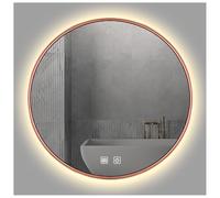 ZTGL Specchio da Bagno Moderno Retroilluminato Antiappannamento, Specchio da Trucco a Parete con Luci LED Dimmerabili, Specchio da Parete con Cornice in Metallo,Rose Gold,600mmx600mm